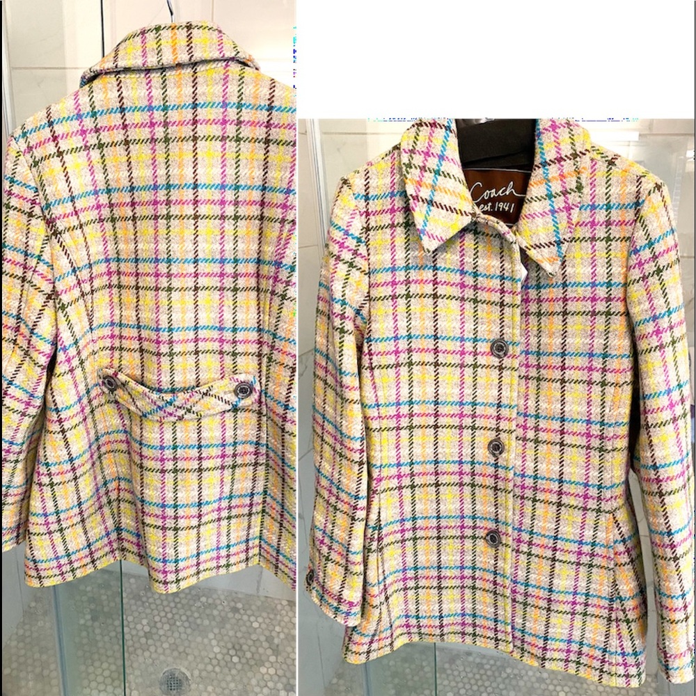 COACH Tattersall Grey Multi Coat Jacket